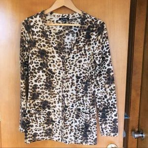 Animal print cardigan sweater